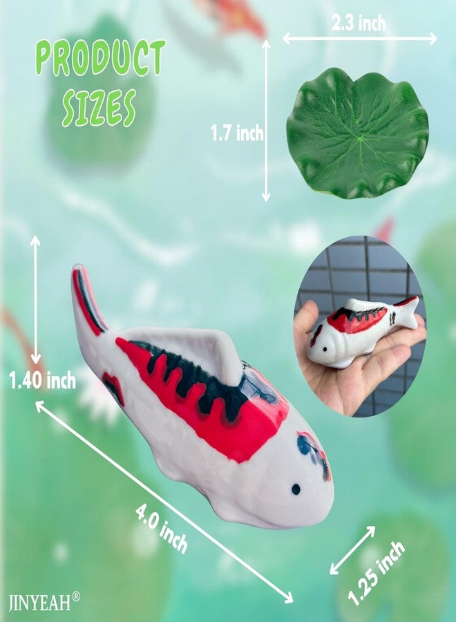 JINYEAH Ceramic Koi Fish Pond Decor 4″ Fake Fish Floating Aquarium Decor Floating Koi Pond Swimming for Birdbath Pond Fountain Fake Aquarium Tea Pet - Image 2